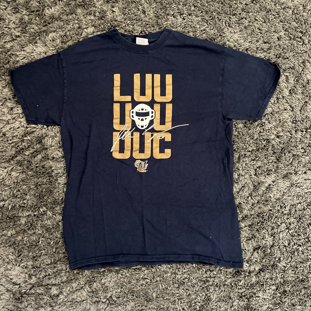 Navy Graphic T-Shirt with Gold Print